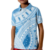 Bula Fiji Classic Masi Tapa Kid Polo Shirt Turquoise LT7 Kid Turquoise - Polynesian Pride