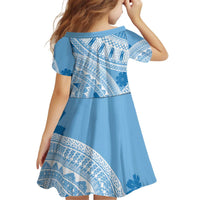 Bula Fiji Classic Masi Tapa Kid Short Sleeve Dress Turquoise LT7 - Polynesian Pride