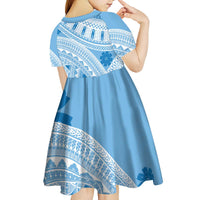 Bula Fiji Classic Masi Tapa Kid Short Sleeve Dress Turquoise LT7 - Polynesian Pride