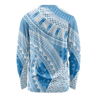 Bula Fiji Classic Masi Tapa Long Sleeve Shirt Turquoise - Polynesian Pride