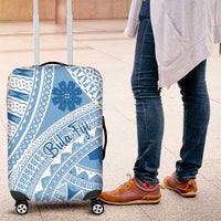 Bula Fiji Classic Masi Tapa Luggage Cover Turquoise - Polynesian Pride
