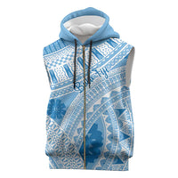 Bula Fiji Classic Masi Tapa Sleeveless Zip Hoodie Turquoise LT7 Turquoise - Polynesian Pride
