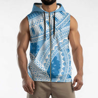 Bula Fiji Classic Masi Tapa Sleeveless Zip Hoodie Turquoise LT7 - Polynesian Pride