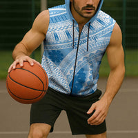 Bula Fiji Classic Masi Tapa Sleeveless Zip Hoodie Turquoise LT7 - Polynesian Pride