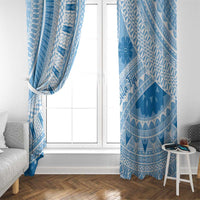 Bula Fiji Classic Masi Tapa Window Curtain Turquoise - Polynesian Pride