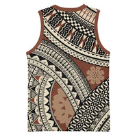 Bula Fiji Classic Masi Tapa Basketball Jersey Vintage Brown - Polynesian Pride