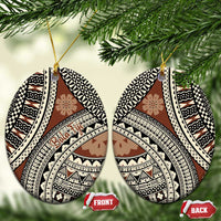 Bula Fiji Classic Masi Tapa Ceramic Ornament Vintage Brown - Polynesian Pride