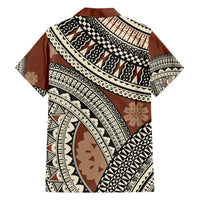 Bula Fiji Classic Masi Tapa Family Matching Short Sleeve Bodycon Dress and Hawaiian Shirt Vintage Brown - Polynesian Pride