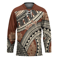 Bula Fiji Classic Masi Tapa Hockey Jersey Vintage Brown LT7 Unisex Brown - Polynesian Pride