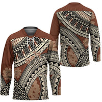 Bula Fiji Classic Masi Tapa Hockey Jersey Vintage Brown LT7 - Polynesian Pride