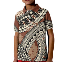 Bula Fiji Classic Masi Tapa Kid Polo Shirt Vintage Brown LT7 Kid Brown - Polynesian Pride