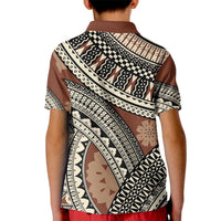 Bula Fiji Classic Masi Tapa Kid Polo Shirt Vintage Brown LT7 - Polynesian Pride