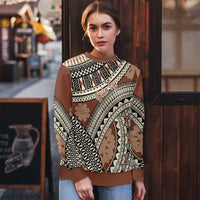 Bula Fiji Classic Masi Tapa Ugly Christmas Sweater Vintage Brown - Polynesian Pride