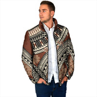 Bula Fiji Classic Masi Tapa Padded Jacket Vintage Brown - Polynesian Pride