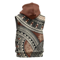 Bula Fiji Classic Masi Tapa Sleeveless Zip Hoodie Vintage Brown LT7 - Polynesian Pride