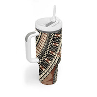 Bula Fiji Classic Masi Tapa Tumbler With Handle Vintage Brown LT7 - Polynesian Pride