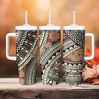 Bula Fiji Classic Masi Tapa Tumbler With Handle Vintage Brown LT7 - Polynesian Pride