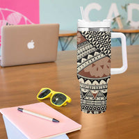 Bula Fiji Classic Masi Tapa Tumbler With Handle Vintage Brown LT7 - Polynesian Pride