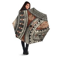 Bula Fiji Classic Masi Tapa Umbrella Vintage Brown LT7 - Polynesian Pride