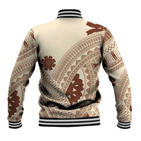 Bula Fiji Classic Masi Tapa Baseball Jacket Vintage Beige LT7 - Polynesian Pride