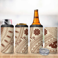 Bula Fiji Classic Masi Tapa 4 in 1 Can Cooler Tumbler Vintage Beige - Polynesian Pride