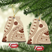 Bula Fiji Classic Masi Tapa Ceramic Ornament Vintage Beige - Polynesian Pride