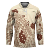 Bula Fiji Classic Masi Tapa Hockey Jersey Vintage Beige LT7 Unisex Beige - Polynesian Pride