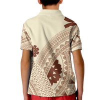 Bula Fiji Classic Masi Tapa Kid Polo Shirt Vintage Beige LT7 - Polynesian Pride