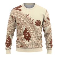 Bula Fiji Classic Masi Tapa Ugly Christmas Sweater Vintage Beige - Polynesian Pride