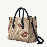 Bula Fiji Classic Masi Tapa Leather Bag Vintage Beige - Polynesian Pride