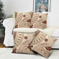 Bula Fiji Classic Masi Tapa Pillow Cover Vintage Beige - Polynesian Pride