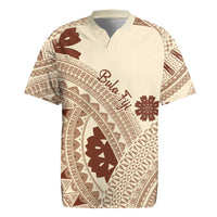 Bula Fiji Classic Masi Tapa Rugby Jersey Vintage Beige LT7 Beige - Polynesian Pride
