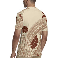 Bula Fiji Classic Masi Tapa Rugby Jersey Vintage Beige LT7 - Polynesian Pride