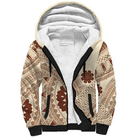 Bula Fiji Classic Masi Tapa Sherpa Hoodie Vintage Beige LT7 Unisex Beige - Polynesian Pride