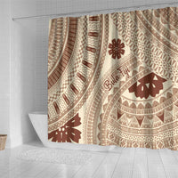 Bula Fiji Classic Masi Tapa Shower Curtain Vintage Beige - Polynesian Pride