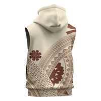Bula Fiji Classic Masi Tapa Sleeveless Zip Hoodie Vintage Beige LT7 - Polynesian Pride