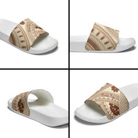 Bula Fiji Classic Masi Tapa Slide Sandals Vintage Beige - Polynesian Pride