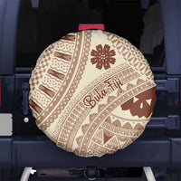 Bula Fiji Classic Masi Tapa Spare Tire Cover Vintage Beige LT7 No hole Beige - Polynesian Pride