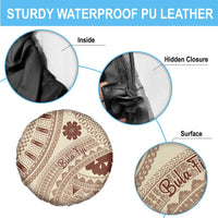 Bula Fiji Classic Masi Tapa Spare Tire Cover Vintage Beige LT7 - Polynesian Pride