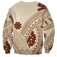 Bula Fiji Classic Masi Tapa Sweatshirt Vintage Beige LT7 - Polynesian Pride