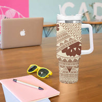 Bula Fiji Classic Masi Tapa Tumbler With Handle Vintage Beige LT7 - Polynesian Pride