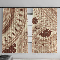 Bula Fiji Classic Masi Tapa Window Curtain Vintage Beige - Polynesian Pride