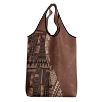 Bula Fiji Grocery Bag Tribal Masi Tapa - Brown