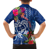 Guam Christmas Family Matching Off Shoulder Short Dress and Hawaiian Shirt Turtle Mix Tapa Felis Pasgua LT7 - Polynesian Pride