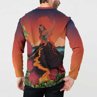 Hawaii Kilauea Volcano Button Sweatshirt Pele Goddess LT7 - Polynesian Pride