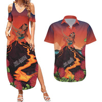 Hawaii Kilauea Volcano Couples Matching Summer Maxi Dress and Hawaiian Shirt Pele Goddess