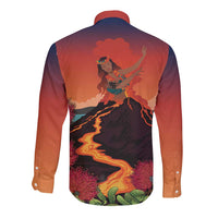Hawaii Kilauea Volcano Long Sleeve Button Shirt Pele Goddess