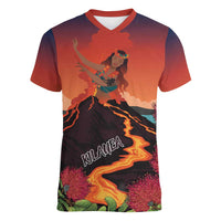 Hawaii Kilauea Volcano Women V-Neck T-Shirt Pele Goddess LT7 Female Colorful - Polynesian Pride