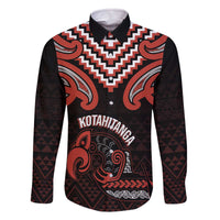 Maori Waitangi Family Matching Off The Shoulder Long Sleeve Dress and Hawaiian Shirt Kotahitanga Poutama Mix Whakairo - Polynesian Pride