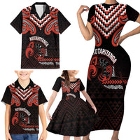 Maori Waitangi Family Matching Short Sleeve Bodycon Dress and Hawaiian Shirt Kotahitanga Poutama Mix Whakairo - Polynesian Pride